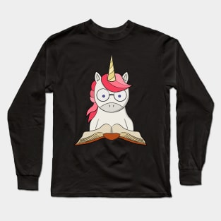 Unicorn reading a book Long Sleeve T-Shirt